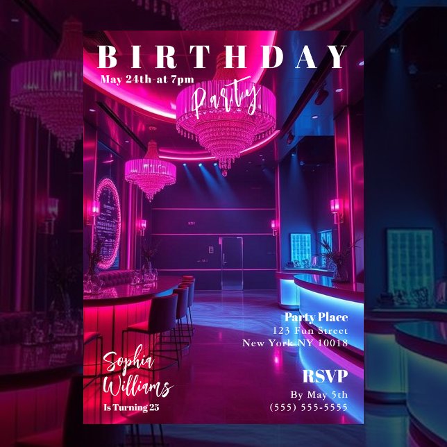 Birthday Party Magazine Cover Invitation (Magazine Cover Birthday Invitation-Nightclub)