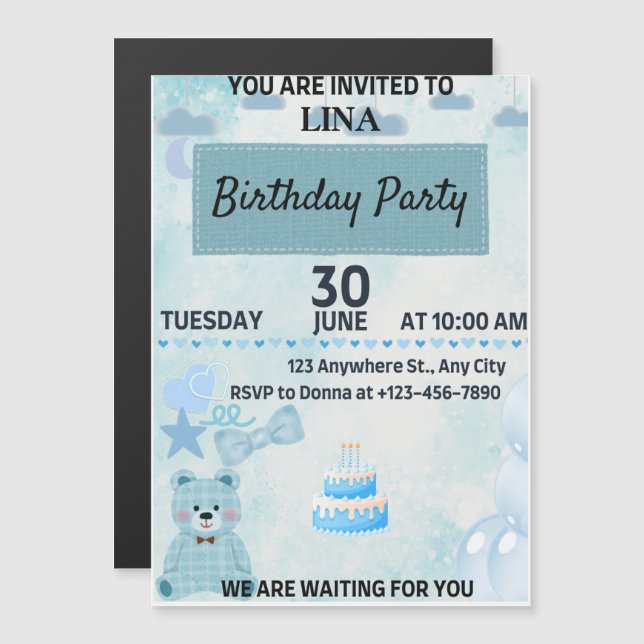 Birthday Party Magnetic Invitation (Front/Back)