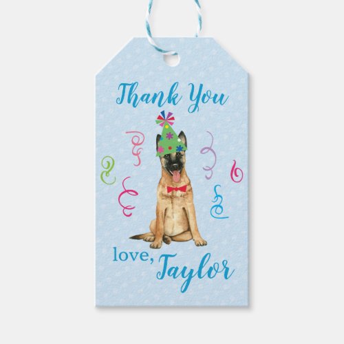 Birthday Party Malinois Thank You Gift Tags