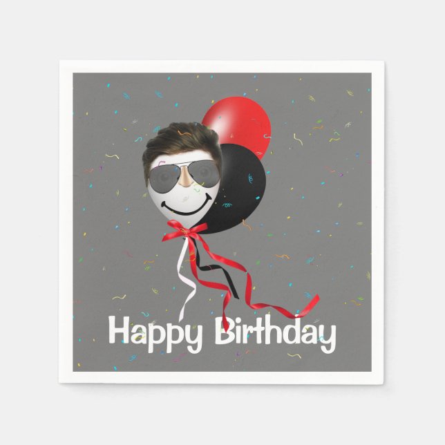 Birthday Party Man on Balloon  Napkins (Front)
