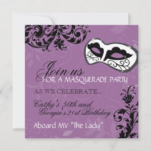 Birthday Party Masquerade Invitation