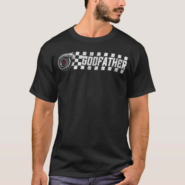 Birthday Party Matching Family Pit Crew Race Godfa T-Shirt (Front)