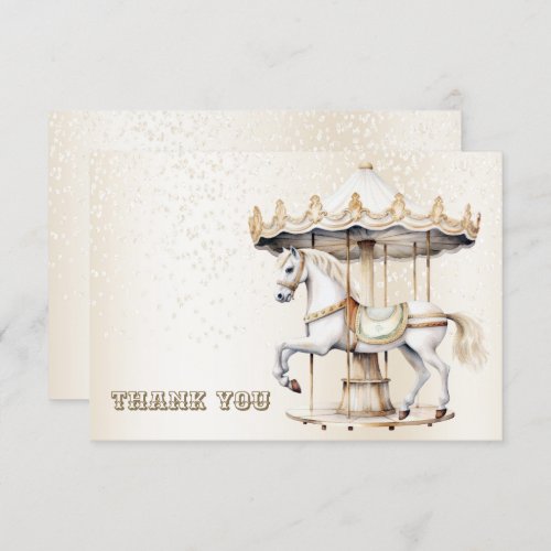 Birthday Party Merry Go Round Circus Carnival Cute Thank You Card