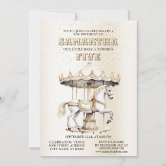 Birthday Party Merry Go Round Circus Carnival Invitation