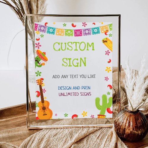 Birthday Party Mexican Fiesta Custom Sign Board