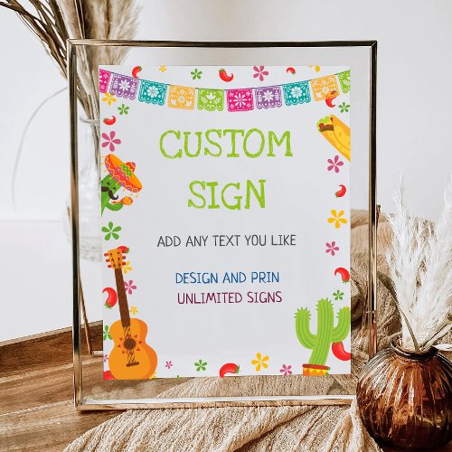 Birthday Party Mexican Fiesta Custom Sign Board