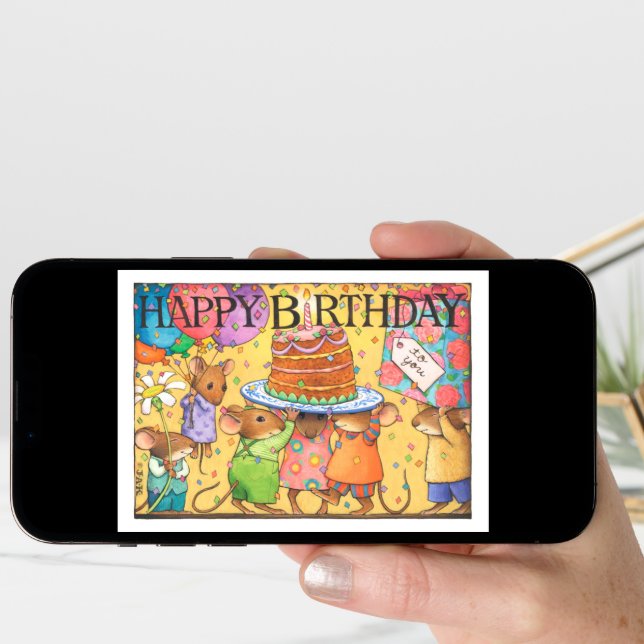 Birthday party mice card (Front Digital)