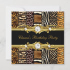 Birthday Party Mixed Animal Prints Gold Black