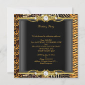 Birthday Party Mixed Animal Prints Gold Black Invitation (Back)