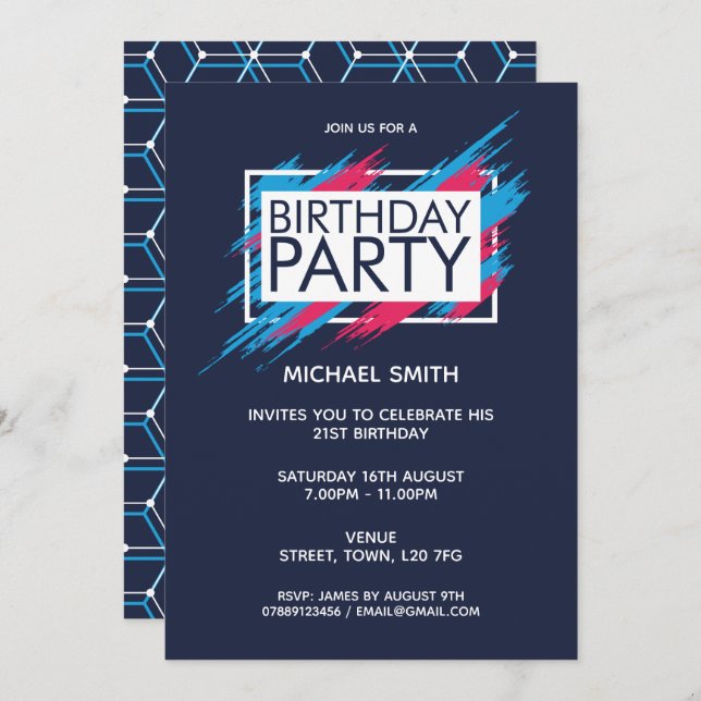 Birthday Party Modern and Fun Invitation (Front/Back)