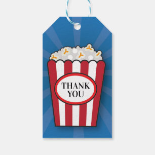 Birthday Party Movie Popcorn Film Thank You Tags