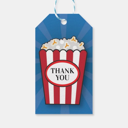 Birthday Party Movie Popcorn Film Thank You Tags