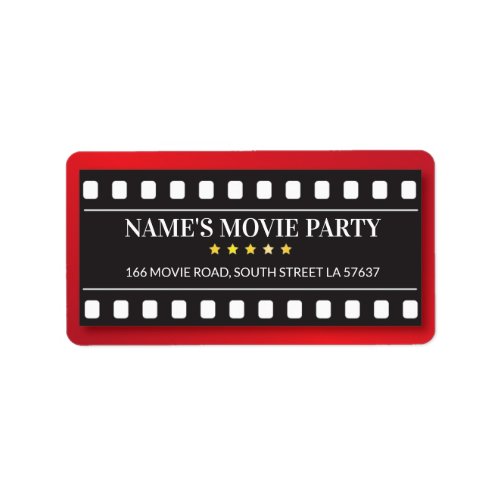 Birthday Party Movie Ticket Film Address Labels