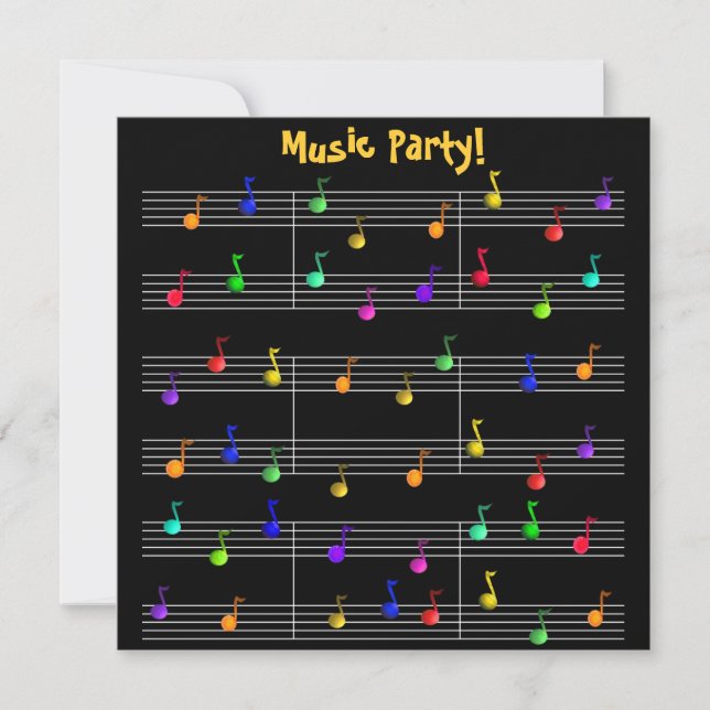 Birthday Party Music Customizable Invitation (Front)