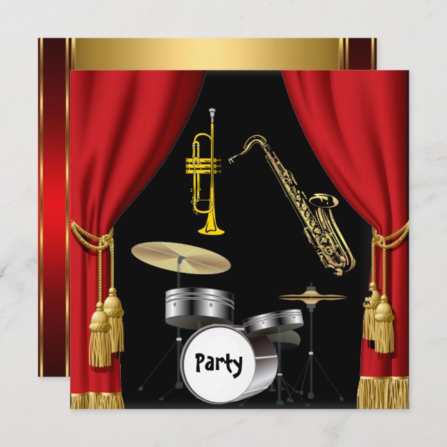 Birthday Party Music Dance Curtains Invitation (Front/Back)