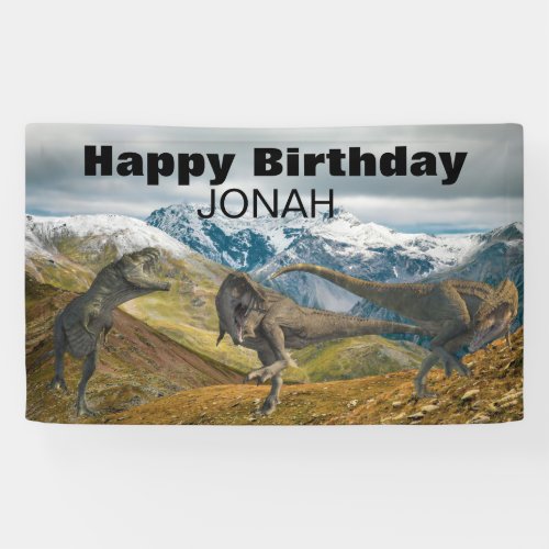Birthday Party Name Dinosaur Tyrannosaurus  Banner