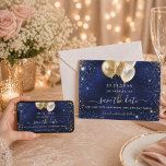 Birthday party navy blue gold save the date card<br><div class="desc">A trendy Save the Date for a 18th (or any age) birthday party. A navy blue uneven colored background. Decorated with blue and faux gold glitter and golden balloons. The text: Save the Date is written with a large trendy hand lettered style script.</div>