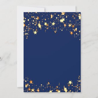 Birthday party navy blue gold stars invitation | Zazzle