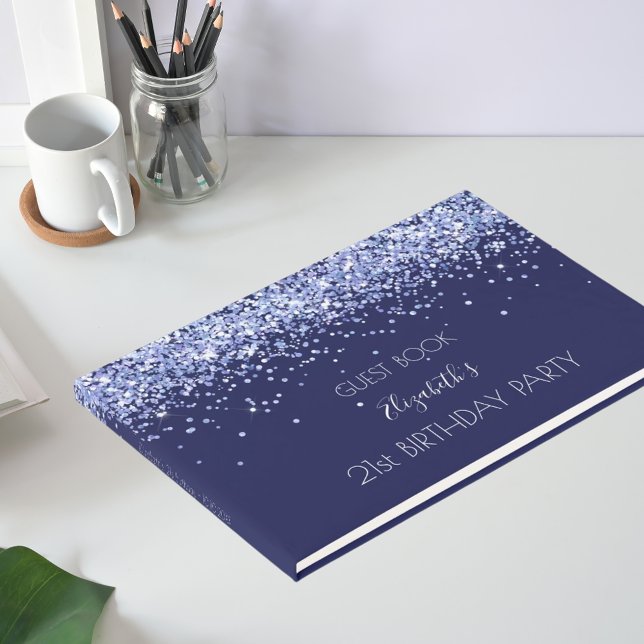 Birthday party navy blue name guest book (Creator Uploaded)