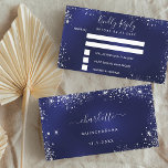 Birthday party navy blue silver glitter RSVP Enclosure Card<br><div class="desc">A navy blue background,  decorated with sparkling faux silver glitter sparkles. The blue color is uneven. 
On the front: Personalize and add the reply by date.
Back: add a name,  event and date of the event.</div>