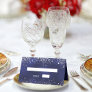 Birthday party navy blue silver glitter sparkles place card