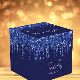 Birthday party navy blue white glitter drips favor boxes