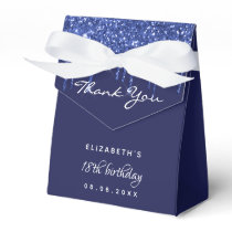 Birthday party navy blue white glitter thank you favor boxes