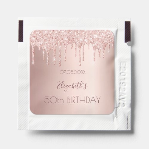 Birthday party night rose gold glitter sparkle hand sanitizer packet