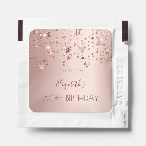 Birthday party night rose gold stars luxurious hand sanitizer packet