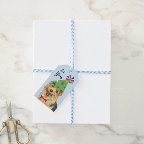 Birthday Party Norfolk Terrier Gift Tags
