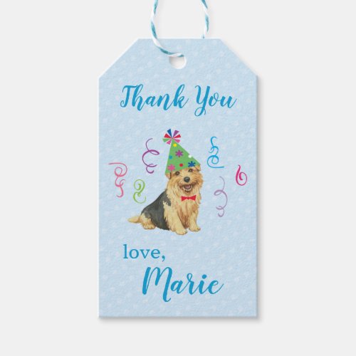 Birthday Party Norfolk Terrier Thank You Gift Tags