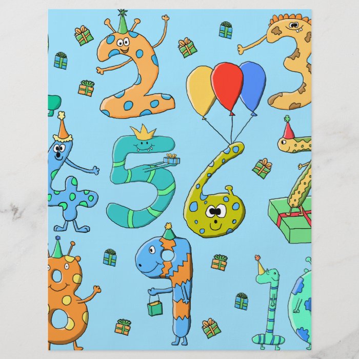 Birthday Party Numbers, on Pale Blue. Personalized Flyer