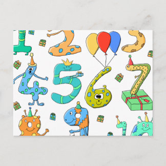 Birthday Party Numbers Postcard