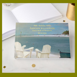Birthday Party Ocean Beach Chairs Real Gold Foil  Foil Guest Book