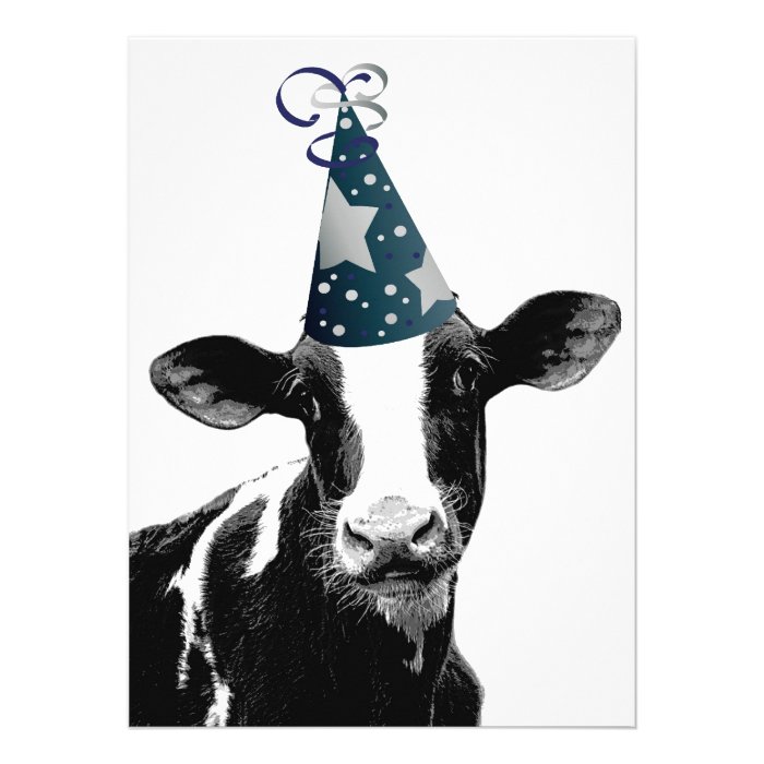 Birthday Party or Baby Shower Party Cow Personalized Invite