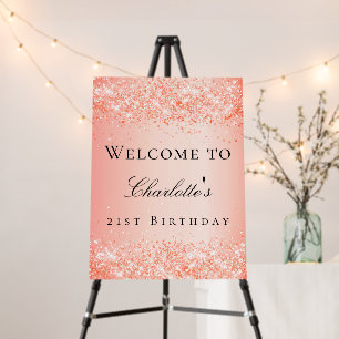 Birthday party orange glitter welcome foam board