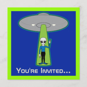 Birthday Party Outer Space with Friendly Alien Invitation
