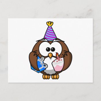 Birthday Party Owl Postcard by ZooCute at Zazzle