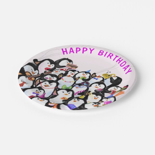 Birthday Party Paper Plates Happy Penguins (Angled)