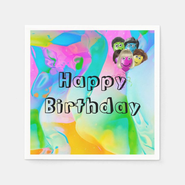 Birthday Party People Balloons Napkins (Front)