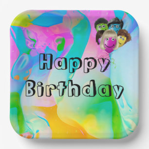 Birthday Party People Balloons Paper Plates