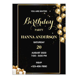 Birthday Party Personalize Invitation Photo Print