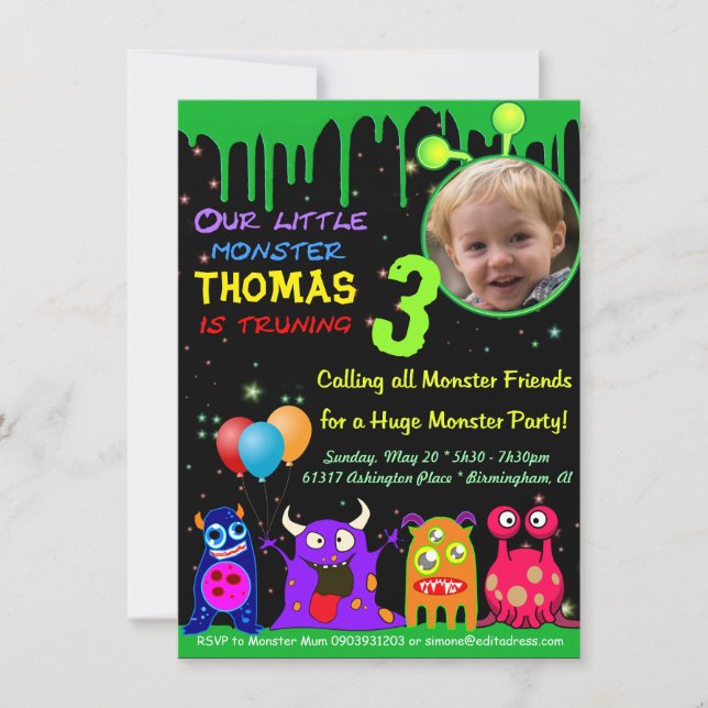 Birthday Party Personalized Invitation Add Photo (Front)