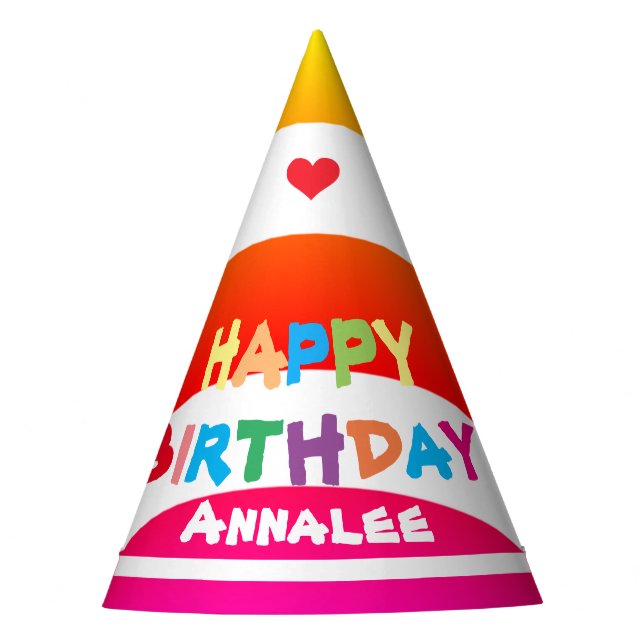 Birthday Party Personalized Name Cool Cute  Party Hat (Front)