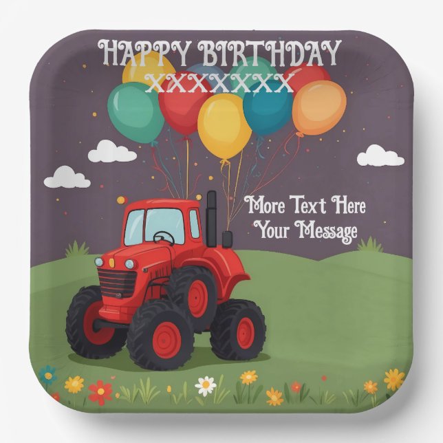 Birthday Party Personalized Paper Plates (Front)