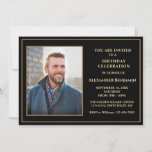 Birthday Party Photo Black Gold Custom Invitation<br><div class="desc">Birthday Party Photo Black Gold Custom Invitation Card is great for that special person's birthday party celebration.  Replace with your information and photograph to send to your guest. Personalize it. Have fun at the party!</div>