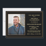 Birthday Party Photo Black Gold Custom Invitation<br><div class="desc">Birthday Party Photo Black Gold Custom Invitation Card is great for that special person's birthday party celebration.  Replace with your information and photograph to send to your guest. Personalize it. Have fun at the party!</div>