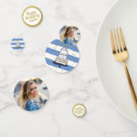 Birthday Party Photo Black Gold Glitter Festive Confetti<br><div class="desc">Celebrate a special birthday with this fun table confetti featuring the celebrant's photo and name highlighted by faux gold glitter accents and festive black and white stripes.  Perfect as birthday party decor - sprinkle on the table or use with gifts.</div>