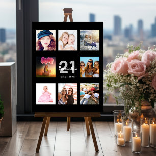 Birthday party photo collage black foam board