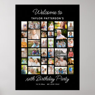Birthday Party Photo Collage, Simple, Fun Welcome Poster